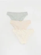 Majtki damskie - Reserved - Bawełniane majtki figi 3 pack - jasnozielony - miniaturka - grafika 1