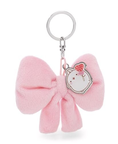 NICI 62771 brelok do kluczy, Molang z kokardą, z metalową zawieszką, wierny pluszowy towarzysz do plecaka lub torby, zawieszka na klucze dla małych i dużych, 8 cm, różowy