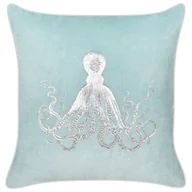 Poduszki dekoracyjne - BELIANI Poduszka dekoracyjna niebieska welurowa 45 x 45 cm kwadratowa w ośmiornicę morski wzór nowoczesna salon sypialnia - miniaturka - grafika 1