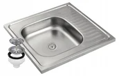 Zlewozmywaki - Granitan Zlewozmywak Stalowy 1Komora Duży Ociekacz D6624 - miniaturka - grafika 1