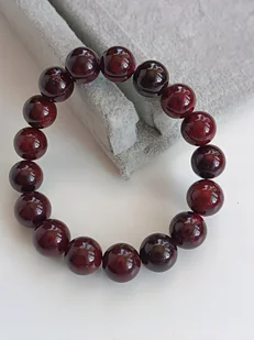 KLASYCZNA BORDOWA BRANSOLETKA NA GUMCE JADEIT KOLOR WINNY KULKA 12mm - Bransoletki - miniaturka - grafika 1
