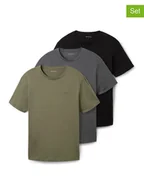 Koszulki męskie - Tom Tailor Koszulki (3 szt.) w kolorze khaki, szarym i czarnym - miniaturka - grafika 1