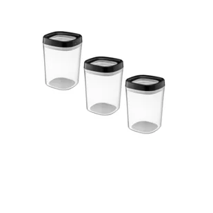 Zestaw 3 pojemników spożywczych transparentnych czarnych 1000 ml AMOS - Pojemniki kuchenne - miniaturka - grafika 1