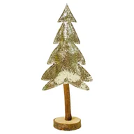 Choinki - CHOINKA ZŁOTA Z MATERIAŁU OSADZONA NA PNIU 29 CM - miniaturka - grafika 1