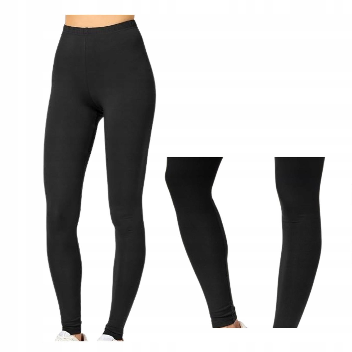Legginsy Damskie Getry Czarne Spodnie Sportowe Dlugie Kryjace Wiskoza