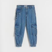 Spodnie i spodenki dla dziewczynek - Reserved - Classic denim joggers - Niebieski - miniaturka - grafika 1