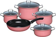 Zestawy garnków i patelni - RIESS EMAILLE 5cz. Pink - zestaw garnków - miniaturka - grafika 1