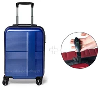 Walizki - Mała walizka podróżna granat ABS+PC zamek szyfrowy + waga bagażowa - miniaturka - grafika 1