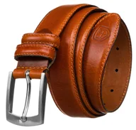 Paski - Pasek do spodni męski wąski 135 jasnobrązowy z tradycyjną srebrną klamrą PETERSON elegancki wizytowy do garnituru skóra naturalna - miniaturka - grafika 1