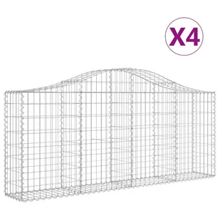 VIDAXL Kosze gabionowe, 4 szt, 200x30x80/100 cm, galwanizowane żelazo - Ogrodzenia - miniaturka - grafika 3