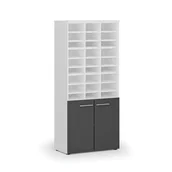 Regały biurowe - Regał sortujący PRIMO WHITE, 1781 x 800 x 420 mm, 27 przegród, biały / grafitowy - miniaturka - grafika 1