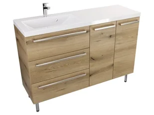 Szafka Stojąca Z Umywalką ATHD 120 cm SD Lewa - Dąb Evoke Coast Mat - Uchwyty Stal Szczotkowana - Szafki łazienkowe - miniaturka - grafika 1