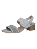 Sandały damskie - Caprice Skórzane sandały w kolorze błękitnym na obcasie - miniaturka - grafika 1