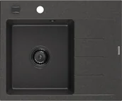 Zlewozmywaki - Mexen Ben zlewozmywak granitowy 1-komorowy z ociekaczem prawy 600 x 500 mm, czarny nakrapiany, syfon czarny - 6523605000-76-B - miniaturka - grafika 1