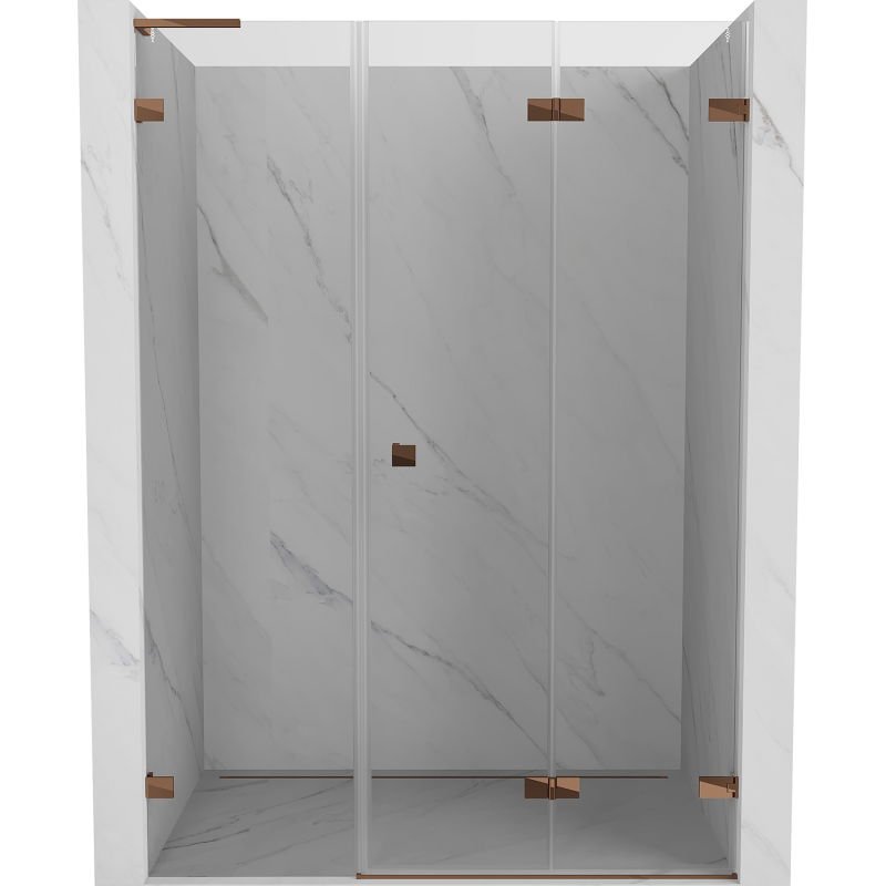 Mexen Lunar-F L drzwi prysznicowe składane prawe 120 cm, transparent, różowe złoto - 836SL-120-050-60-00-P