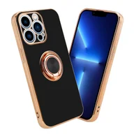 Etui i futerały do telefonów - Pokrowiec Do Apple iPhone 13 PRO MAX Etui w Glossy Czarny - Złoto magnetycznym Obudowa Case Cover Ochronny Cadorabo - miniaturka - grafika 1