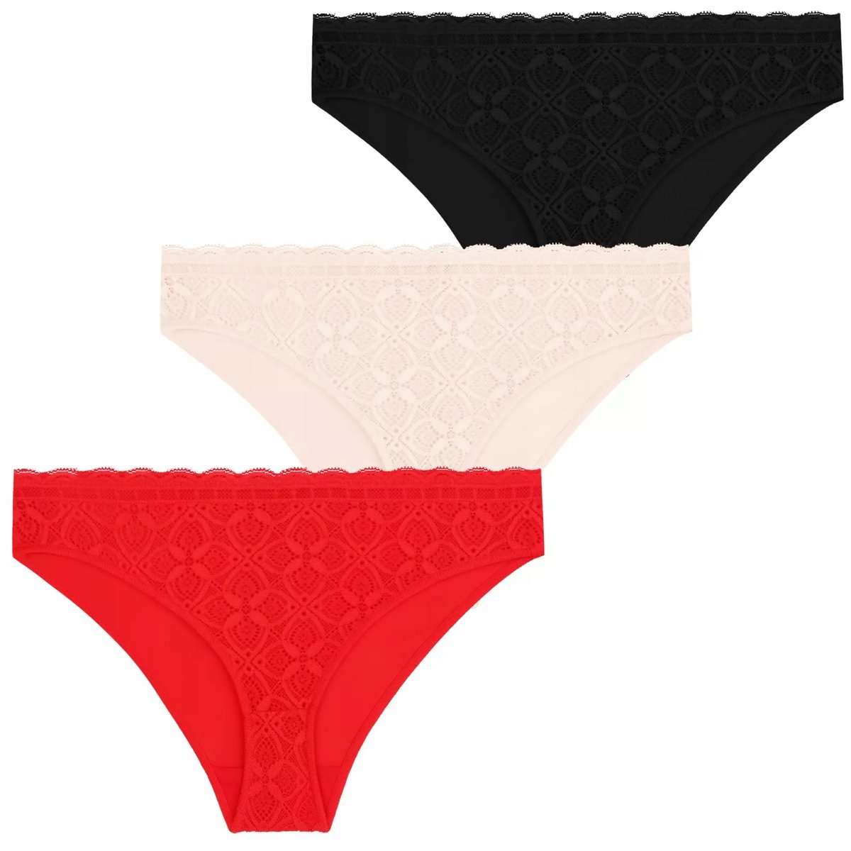 3X MAJTKI DAMSKIE KORONKOWE MINI BIKINI KLASYCZNE SEKSOWNE KOMPLET MORAJ XL