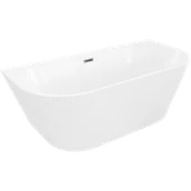 Wanny - Mexen Oris wanna wolnostojąca przyścienna ryflowana 170 x 80 cm, biała, przelew gun gray szczotkowany - 52871708000-66 - miniaturka - grafika 1