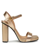 Sandały damskie - Tommy Hilfiger Sandały High Heel Golden Leather Sandal FW0FW08674 Złoty - miniaturka - grafika 1