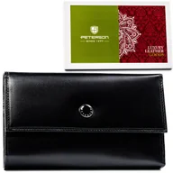 Portfele - Klasyczny poziomy portfel damski PETERSON skóra naturalna czarny duży rozbudowany karty dokumenty pudełko prezentowe ochrona RFID - miniaturka - grafika 1