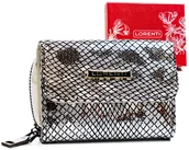 Portfele - Mały portfel damski ze skóry naturalnej portmonetka na suwak Lorenti, srebrny - miniaturka - grafika 1