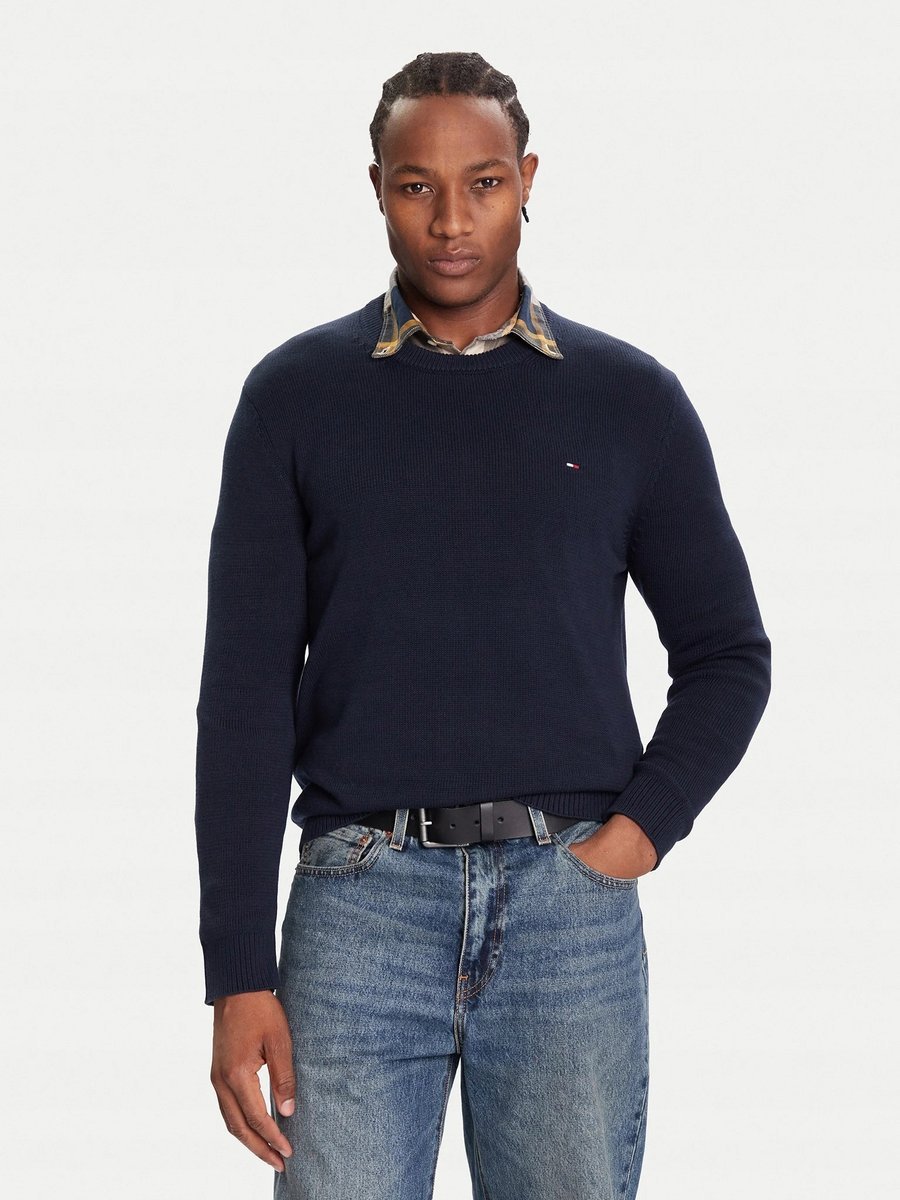 TOMMY JEANS GRANATOWY SWETER MĘSKI BAWEŁNIANY Z OKRĄGŁYM DEKOLTEM XL 17AA