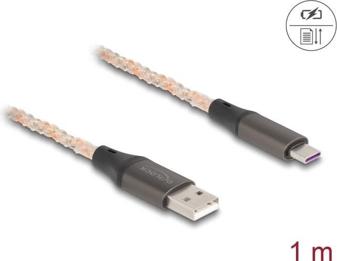 DELOCK Przewód USB 2.0 Typ-A do USB Type-C z oświetleniem RGB