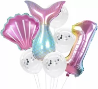 Baby shower i roczek - Balony Urodzinowe 7 Szt Konfetti Roczek Syrenka - miniaturka - grafika 1