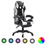 Fotele gamingowe - Lumarko Fotel dla gracza z RGB LED, biało-czarny, sztuczna skóra - miniaturka - grafika 1