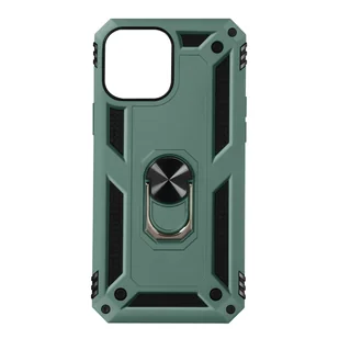 Etui do iPhone 13 Mini Antywstrząsowe Bi-materiał Ring Video Holder - ciemnozielone - Etui i futerały do telefonów - miniaturka - grafika 1