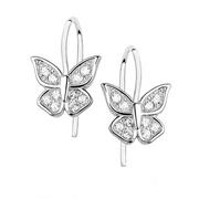 Biżuteria dla dzieci - Srebrne kolczyki motylki z cyrkoniami zapinane na bigiel - miniaturka - grafika 1