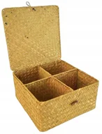 Pudełka i szkatułki - ORGANIZER PLECIONY PRZEGRÓDKI BOHO TRAWA MORSKA 4 - miniaturka - grafika 1