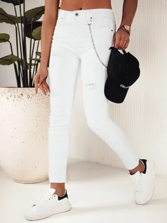 Spodnie damskie - Spodnie damskie jeansowe ALEX białe Dstreet UY1878 - grafika 1