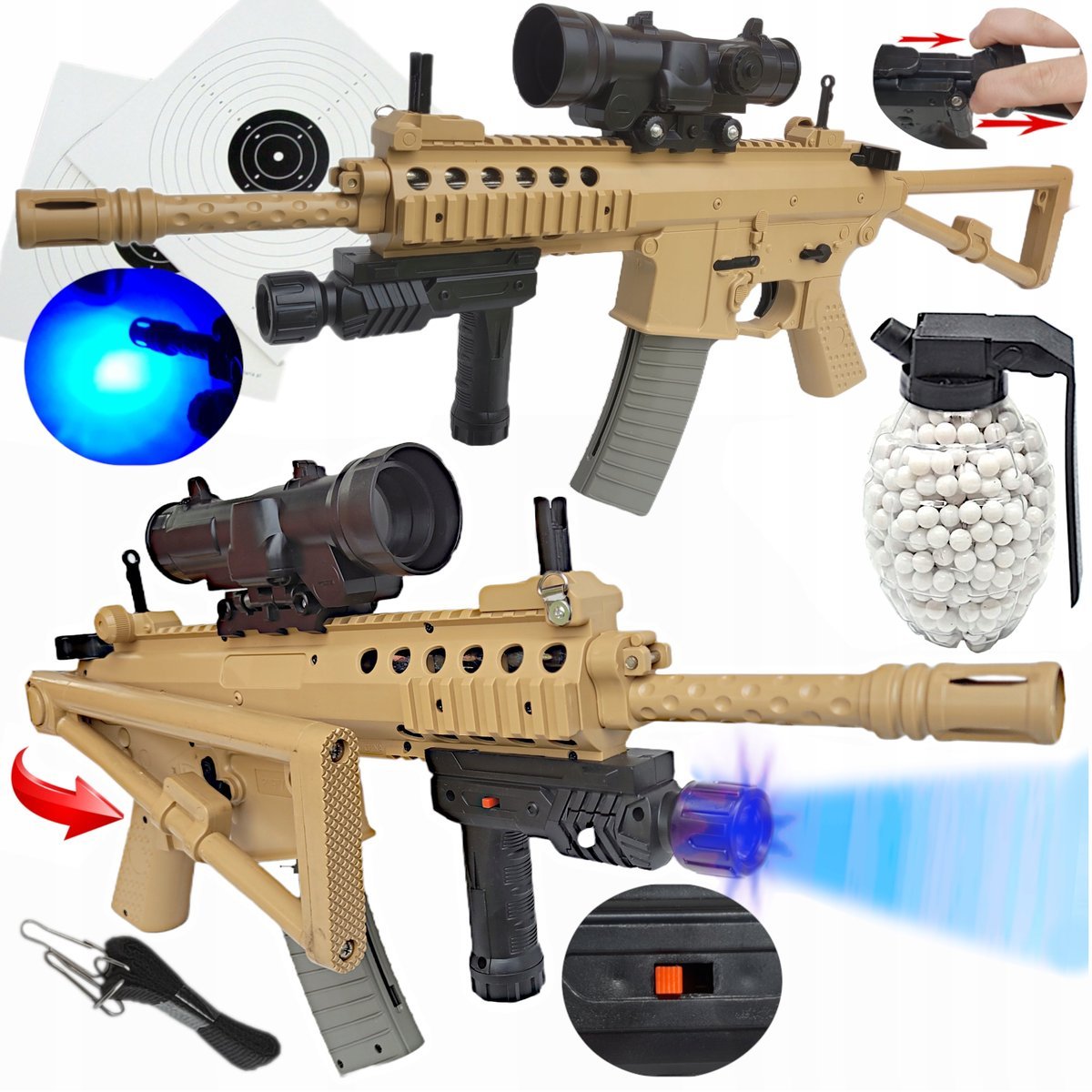 Karabin Maszynowy Snajperska na Kulki Metalowy Kac Pdw + Granat + 2 Tarcze