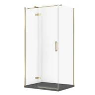 Kabiny prysznicowe - Kabina prysznicowa Cersanit Jota 100x80x195 prostokątna złoty transparentne z brodzikiem tako slim szary mat S601-387 - miniaturka - grafika 1