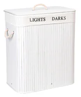 Kosze na bieliznę - Biały bambusowy kosz na pranie z dwiema komorami W2-D76 - miniaturka - grafika 1