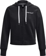 Bluzy damskie - Under Armour Under Armour Essential Fleece Script FZ Hoodie 1374106-001 Czarne L - miniaturka - grafika 1