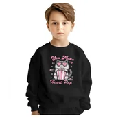 Bluzy dla dziewczynek - BLUZA DZIECIĘCA KOT LOVE 110-116 DLA CHŁOPCA DZIEWCZYNKI - miniaturka - grafika 1