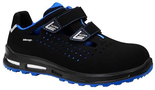 ELTEN IMPULSE XXT blue Easy ESD S1, męskie, tekstylne, noski z tworzywa sztucznego (lżejsze niż stalowy nosek), lekkie, sportowe, czarne/niebieskie, rozmiar: 48