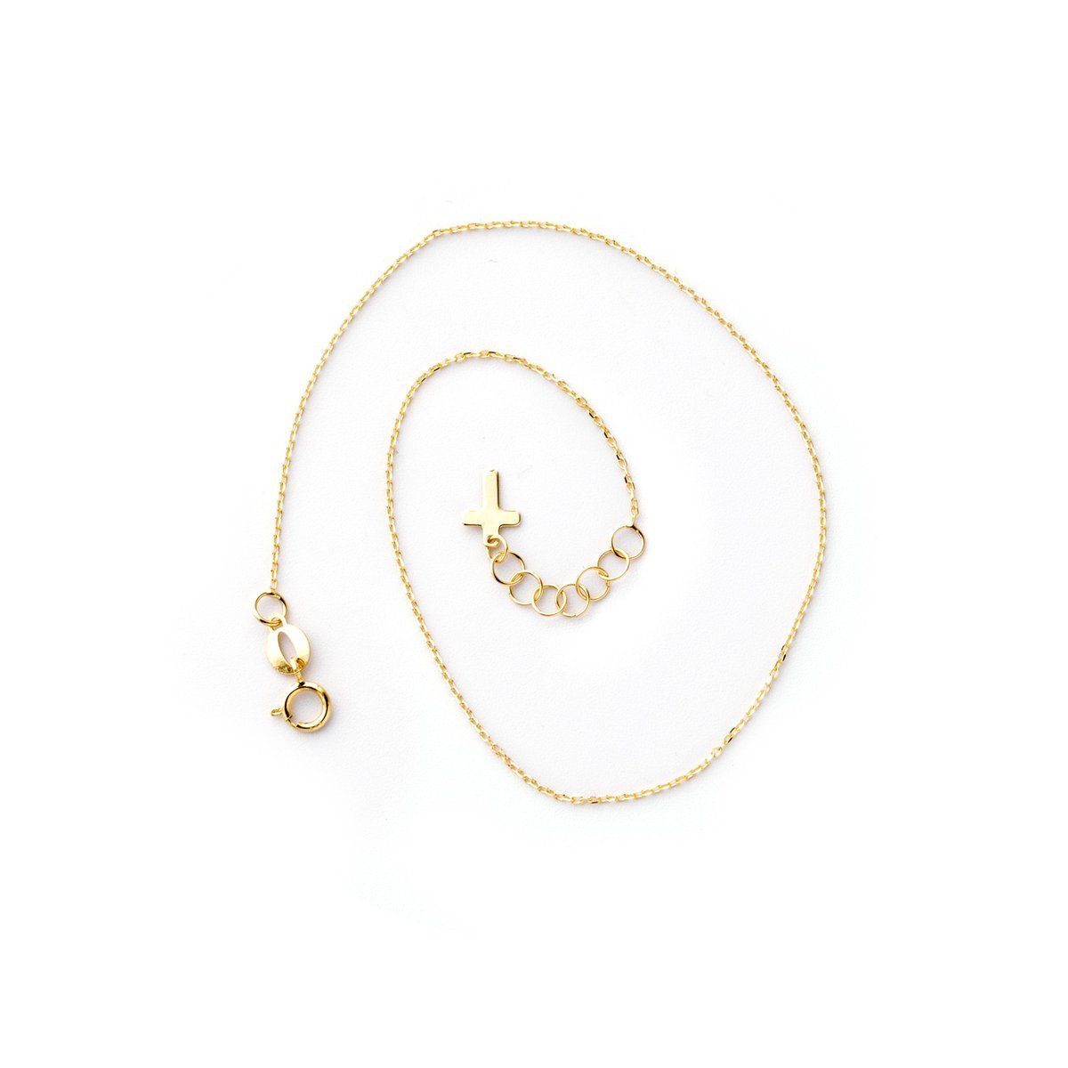 Złota bransoletka na nogę 585 Krzyżyk