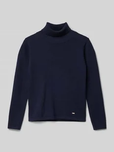 Sweter z wywijanym kołnierzem z prążkowanymi wykończeniami - Swetry dla dziewczynek - miniaturka - grafika 1