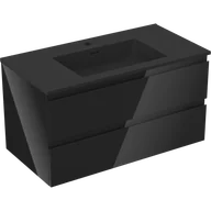 Szafki łazienkowe - Mexen Orio szafka łazienkowa 90 cm z umywalką Otis, 2 szuflady, czarna połysk/czarna mat - 91A10-09047-2-BFF70-W18M71 - miniaturka - grafika 1