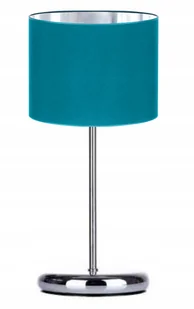 Lampka Nocna Stołowa Chrom Abażur Turkusowy Led - Lampy stojące - miniaturka - grafika 1