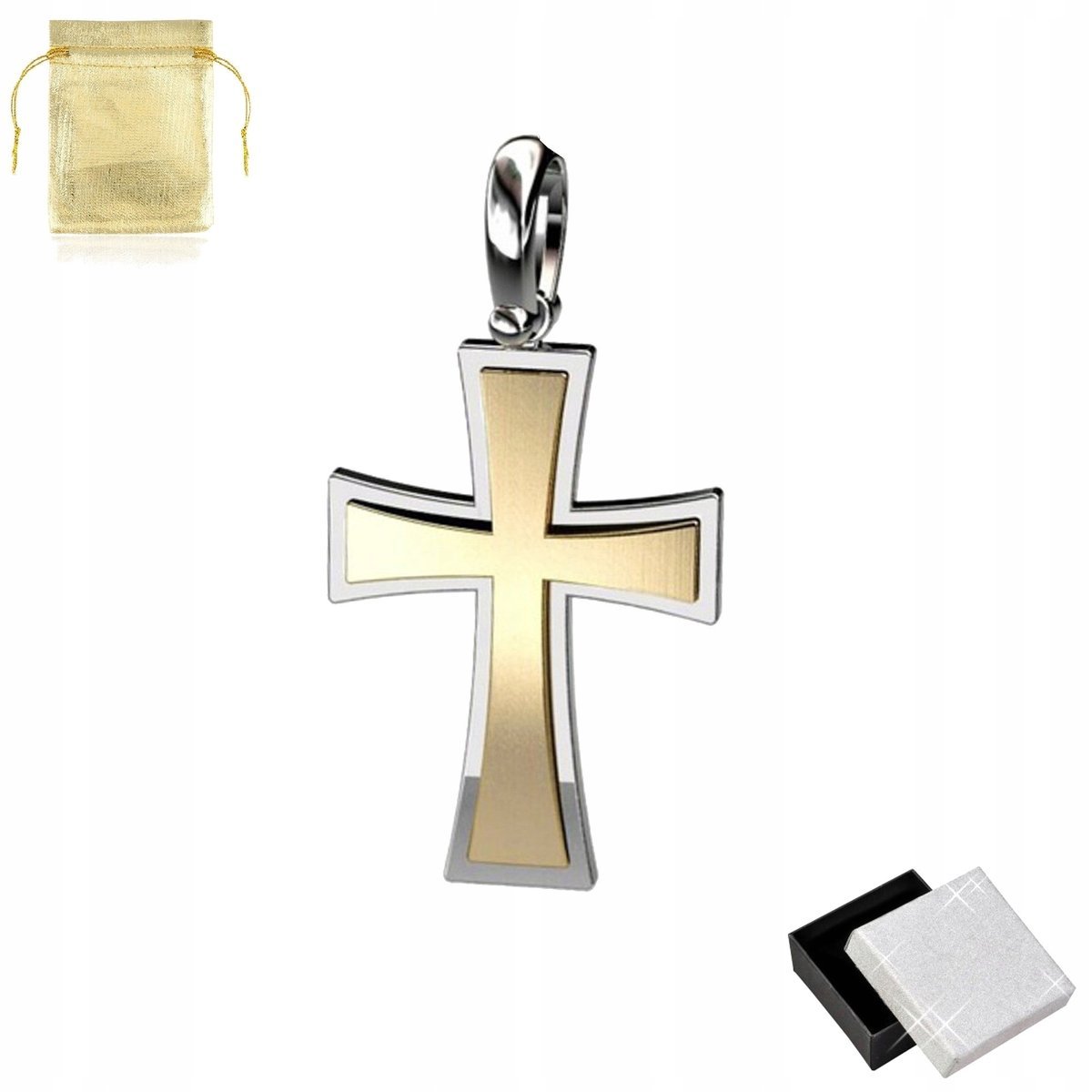 Srebrny Krzyżyk Rodowany Złocony Próba 925 Prezent