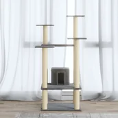 Drapaki dla kotów - vidaXL Lumarko Drapak dla kota ze słupkami sizalowymi, jasnoszary, 110 cm 171480 - miniaturka - grafika 1