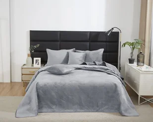 Szara Narzuta Pikowana Velvet na Łóżko 200x220 MAYA - Narzuty - miniaturka - grafika 1