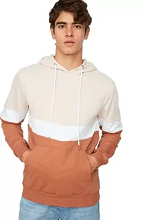 Bluzy męskie - Trendyol Męska, beżowa, męska bluza z kapturem Kangaroo Pockets New Hooded Sweatshirt, M - grafika 1