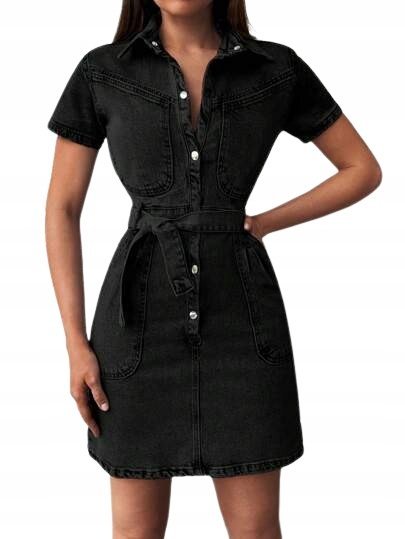 SHEIN SUKIENKA JEANSOWA DAMSKA CZARNA PROSTA L 1DG