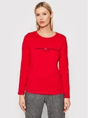 Bluzki damskie - Tommy Hilfiger Bluzka WW0WW30720 Czerwony Regular Fit - miniaturka - grafika 1