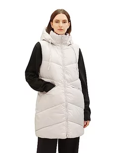 TOM TAILOR Damska kamizelka pikowana Longstyle, 16339-Clouds Grey, S - Kamizelki damskie - miniaturka - grafika 1